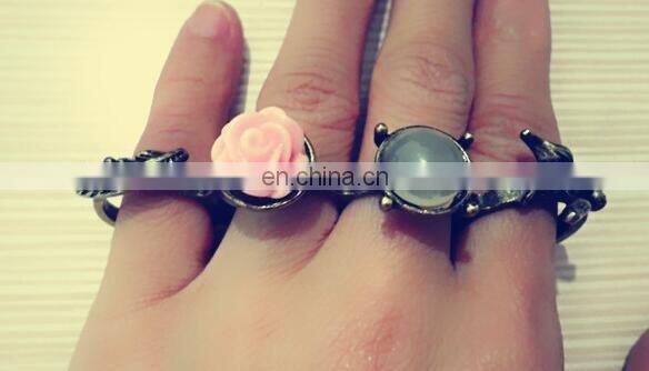 Luxuries wedding Copper Palm Rings Rose Gold Plated CZ Zircon Ring Girls Lovers Prong Setting Rhinestones Four Fingers