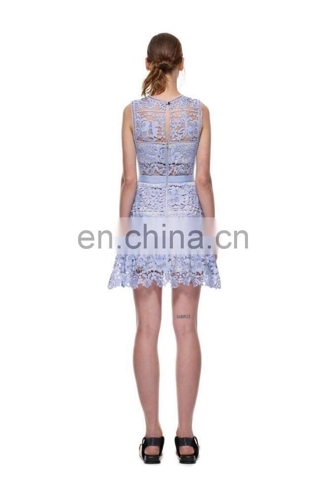 light blue/sky blue sexy dress with lace hollow out lady skirt dress