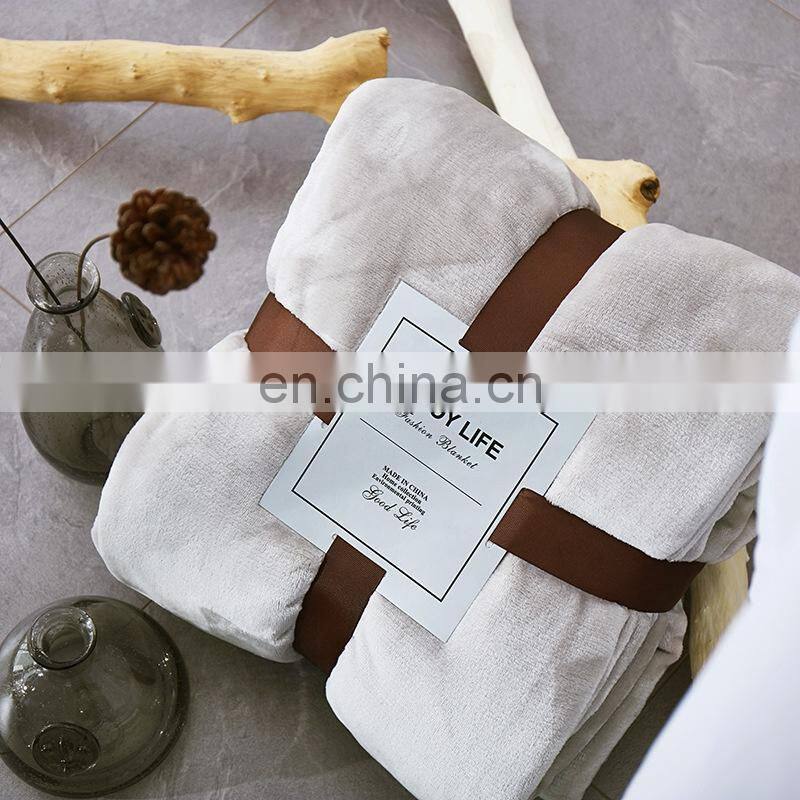 Ready To Ship Custom Logo Soft Warm Winter Thick Throw Fleece Flannel Blanket