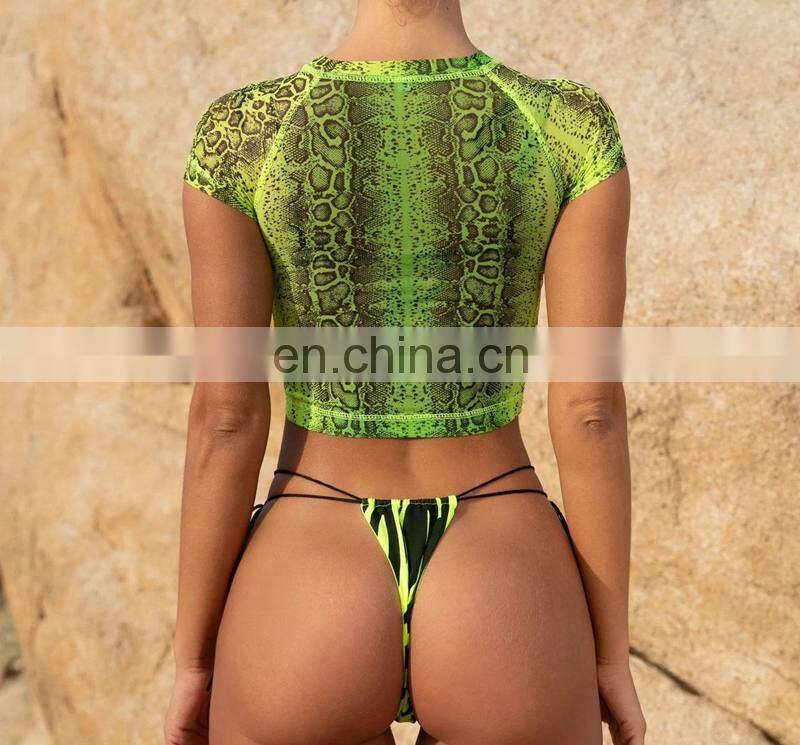 Sexy Zebra Printed Bikini 2019 Female Swimsuit Women Swimwear Three-pieces Bikini set Bather Bathing Suit Swim Wear Lady V1505