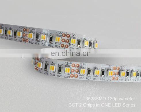3528 bi-color smd led tape light double color led strip waterproof for outdoor lighting