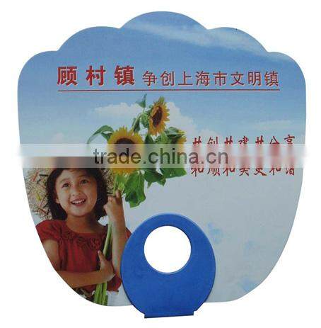 Colourful PP promotional fan with company information printing