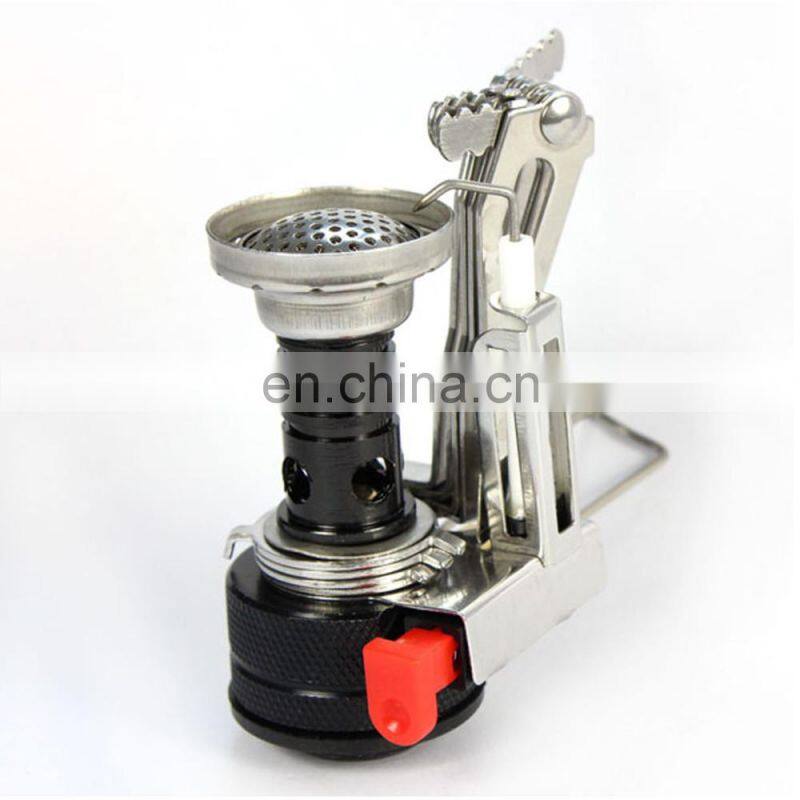 Outdoor Picnic Cookout BBQ Gas Burner Portable Camping Mini Steel Stove Case Cooker
