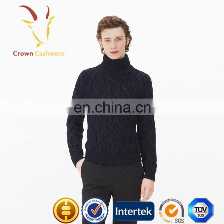 Hot Selling Cable Handmade Turtleneck Sweaters for Men