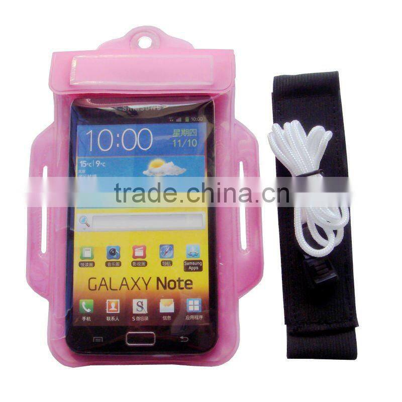 TPU recycling material wrist mobile phone zipper case for samsung galaxy note II beach dry bag
