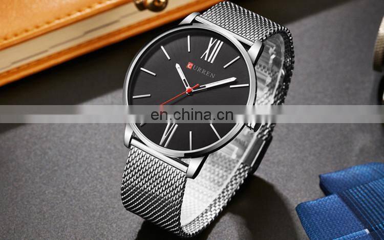 CURREN 8238 Roman Numerals Top Simple Minimalism Luxury Quartz Mesh Band Stainless Steel Wrist Watches For Men Relogio Masculino