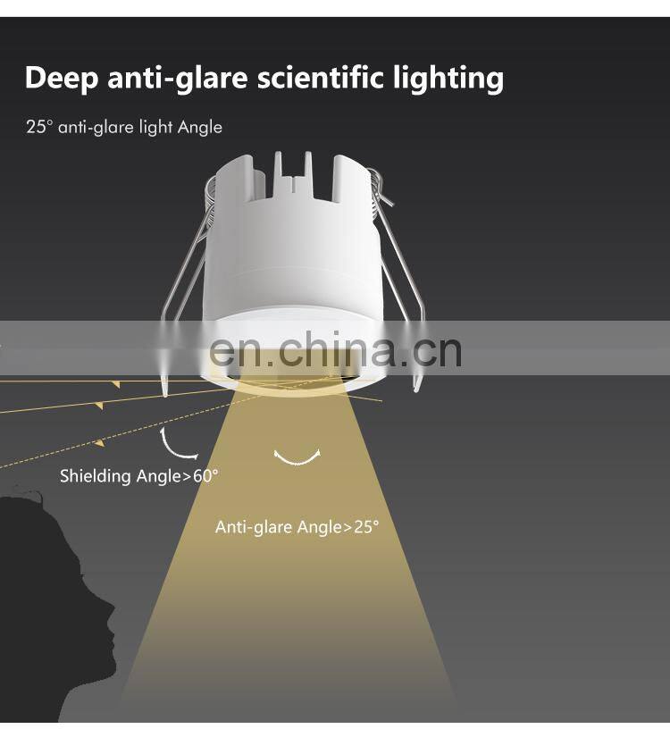 High Quality Aluminum Recessed Mini Ceiling Lamp Showroom Warehouse Museum 3W LED Down Light