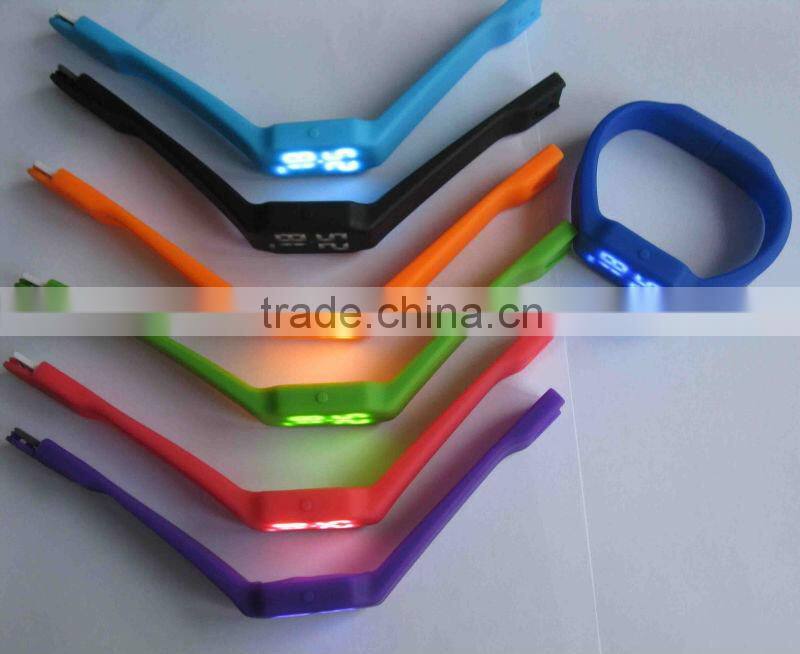 hot sale silicon bracelet usb led watch with OEM logo