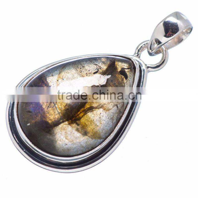 925 SOLID STERLING FINE SILVER LABRADORITE PENDANT