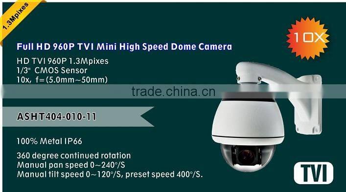 HD TVI 960P high resolution camera, 1.3 Mp Sony sensor 10x Zoom Sony High Speed Dome Camera with high performance