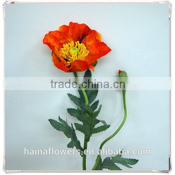 Red color decoration artificial poppy flower wholesale