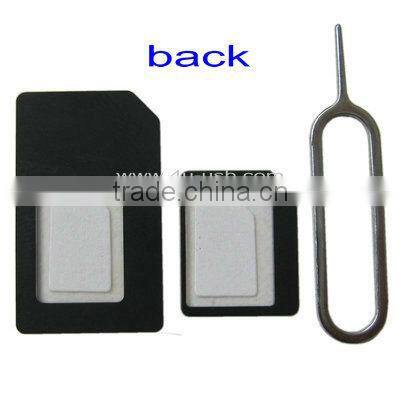 4U 2 in 1 Nano SIM Card To Micro Sim Adapter +Sim Card Tray Holder Eject Pin Key Tool for iPhone 5