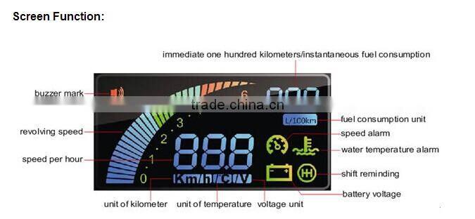 Car HUD Vehicle Head Up Display OBDII Over Speeding Warning