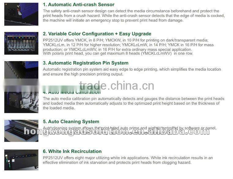 Flora UV hybrid flatbed and roll to roll printer PP2512UV Turbo with on 4 or 8 Konica 1024 print head