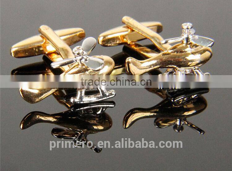 PRIMERO 2015 fashion jewelry aeroplane cufflinks Creative metal cufflinks Gold & silver plated aircraft cufflinks