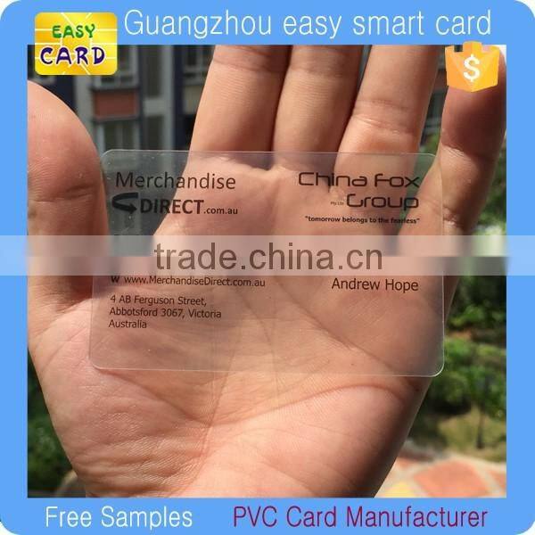 High quality transparent inkjet pvc business card with nice price