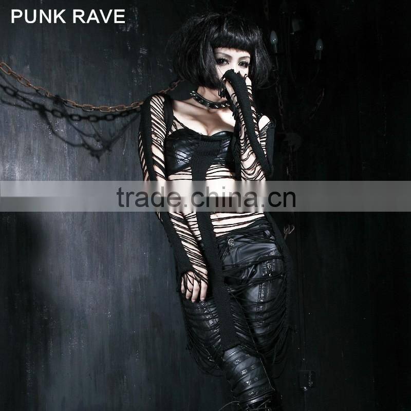 M-012 Wholesale Fashion Gothic Fuzzy Broken Mesh Sweaters Knitting Patterns