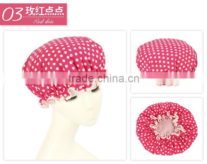 china alibaba custom women shower cap with white dot