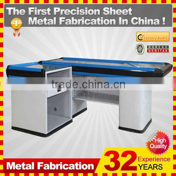 customized made supermarket metal money counter for checkout