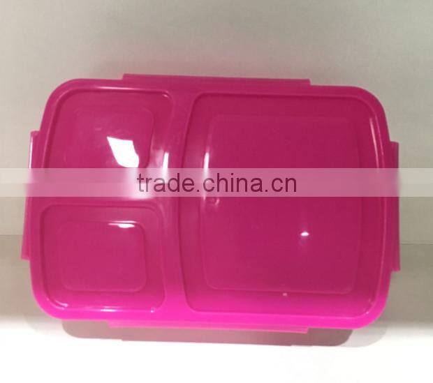Food Grade 3 compartments Plastic Bento Box with Lid FDA Approval Plastic Bento Box