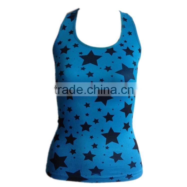 OEM Service Star Print Top Sports Women Tank Top Running Vest