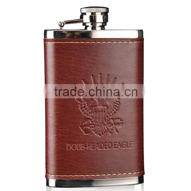 Stainless steel Hip flask with Various different leather wrap