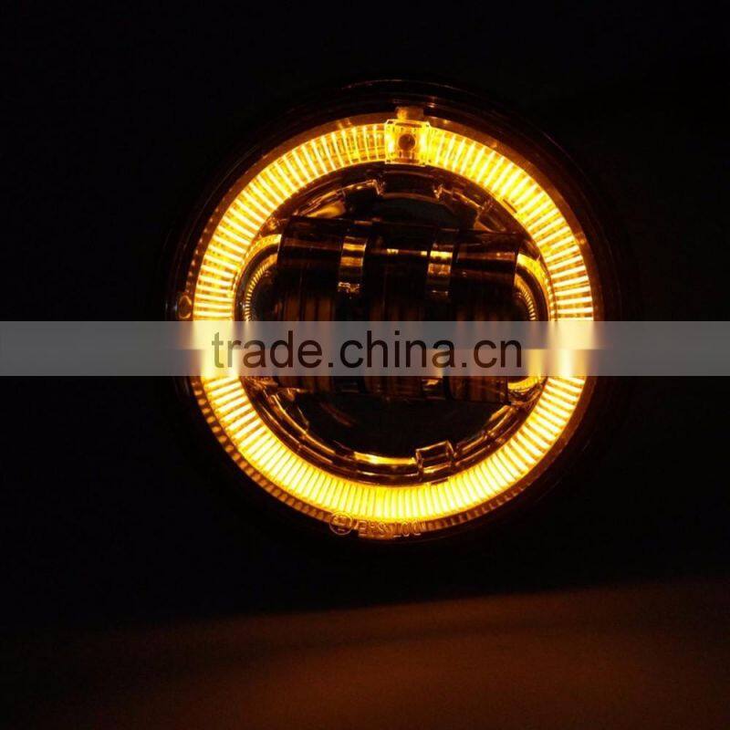 LED Harley Round 4.5inch Motorcycle LED Fog Lights LED Angel Eyes Fog Lights with Turn Signal Lights DRL LED Fog Light EMC