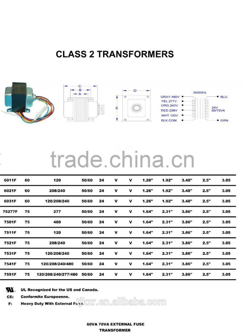 24V output transformer with UL/CUL approval