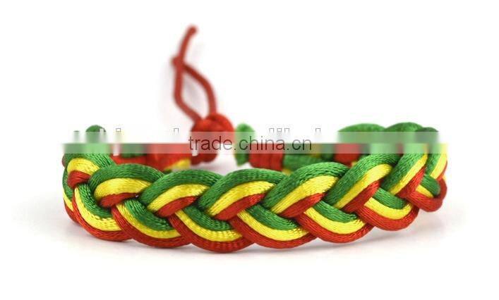 Hot Sale Wholesale handmade red/yellow/green braided friendship bracelet