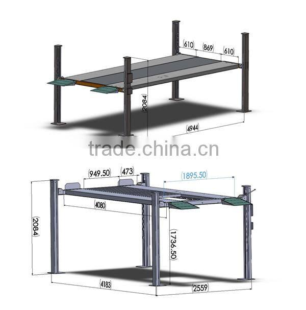 vehicle four post car lift,vehicle car lift with CE,car lift made in China