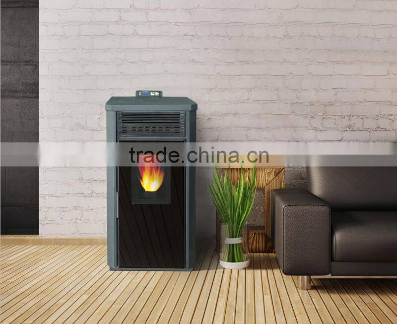 pellet stove with double black glass door