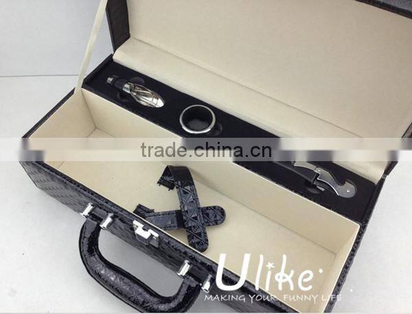 Leather beverage packing box Luxury Black Leather Wine Case Package wedding favors