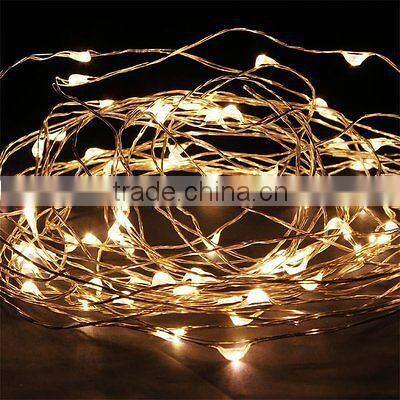 10M 33Ft 100 Leds Starry Copper Wire Warm White LED Lights + DC Power Supply