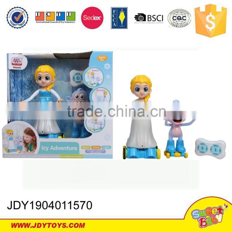 New product remote control toy revolve dancing girl with light and music