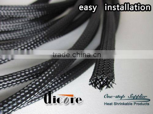 Flame retardant PET braided sleeving /PET cable sleeve /expandable braided sleeve with PET