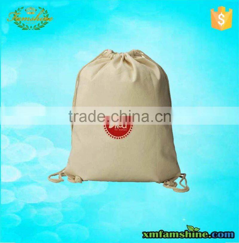 customized natural cotton plain drawstring bags