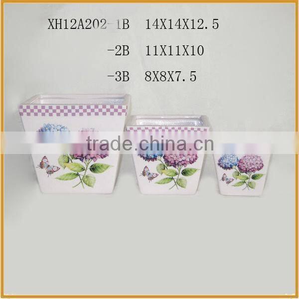 Hot sale round ceramic newest style decoration curved flower pot