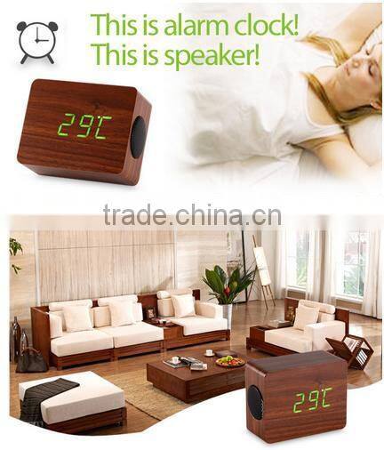 2014 eco-friendly wireless sound control mini wood bluetooth speaker with LED