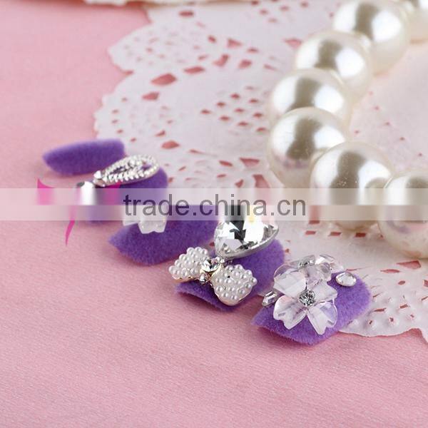 Artificial fingernails designed nail art tips,art nail with velvet