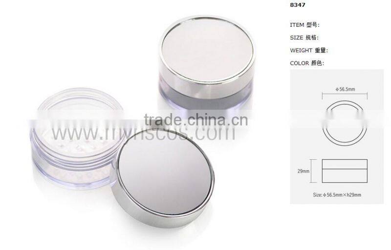 Wholesale round plastic loose powder jar with mirror