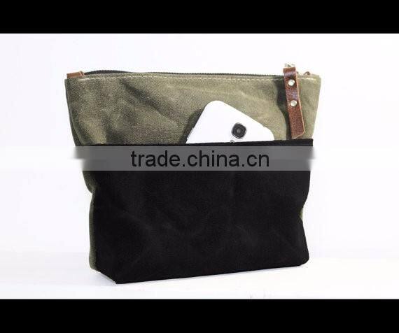 Custom high quality waxed canvas zippered pouch