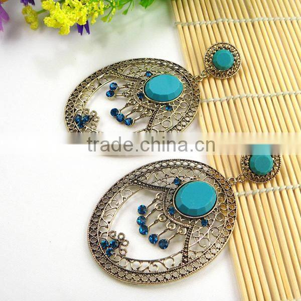 oval design hollow latest exotic turquoise fashion earring