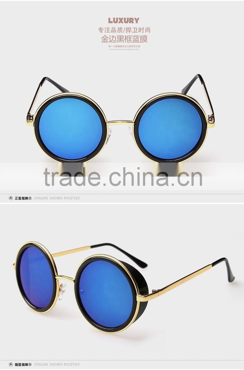 New product high quality Retro round sunglasses with color film
