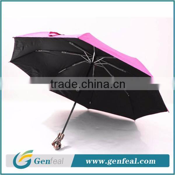 special shape metal skull handle folding umbrella with auto open function