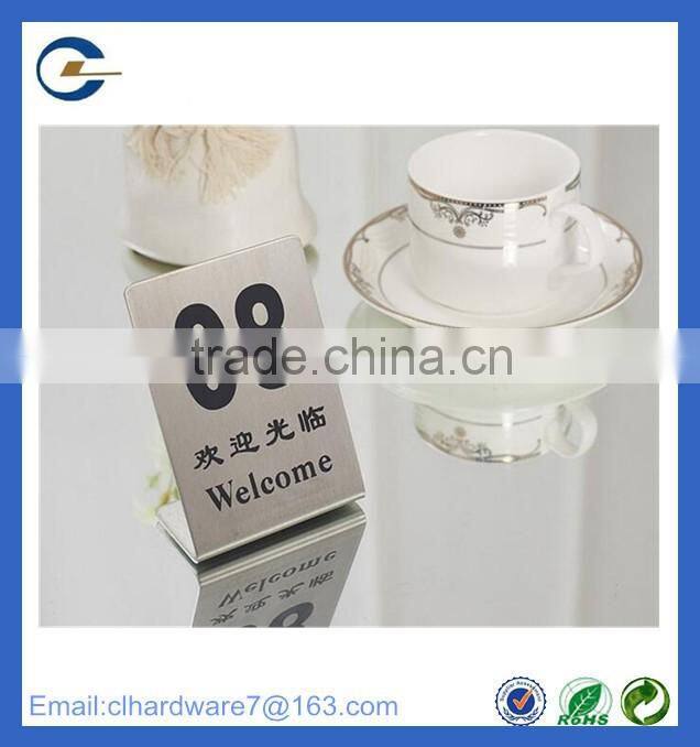 Customized simple style restaurant stainless steel table menu or number holders