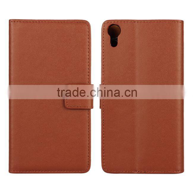 Plain Wallet Genuine Leather Case Cover For Sony Xperia Z4