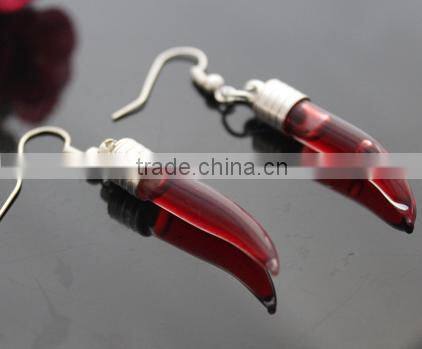 6mm transparent glass bottle silver plated bail chili heart peach shaped perfume vial pendant for earrings wish charm DIY gift