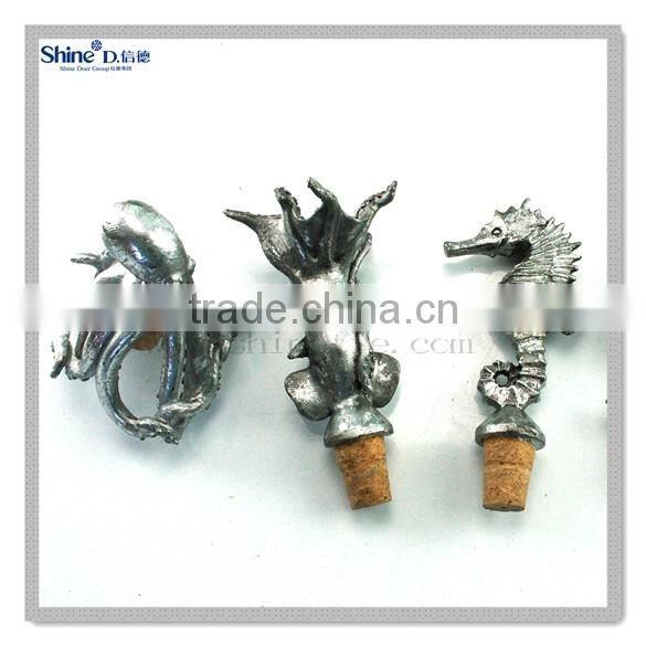 novelty lighted silver deer head wine bottle stopper with custom cork for business gift home decoration