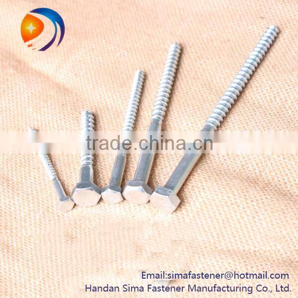 Zinc palted DIN571 hexagon head wood screw coach screw
