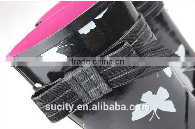 butterfly wedge heel womens rubber rain boots with strap